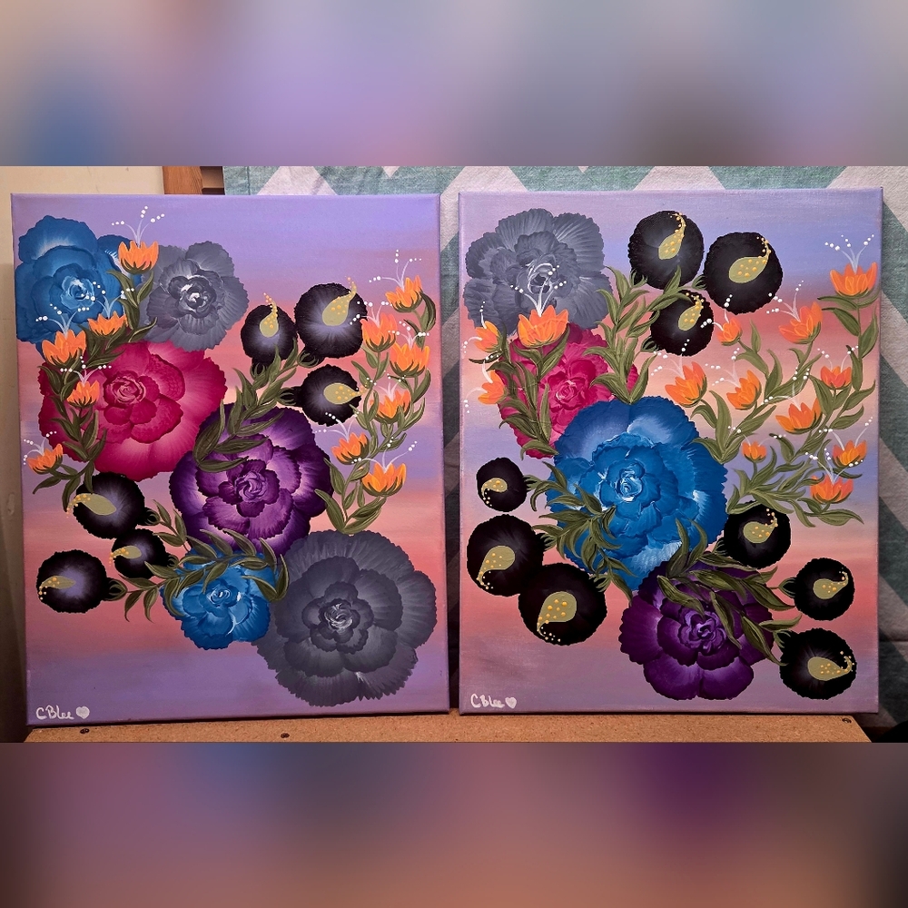 Floral Canvas Art with Vibrant Blooms